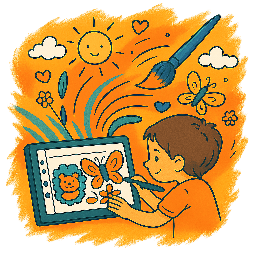 Children coloring together