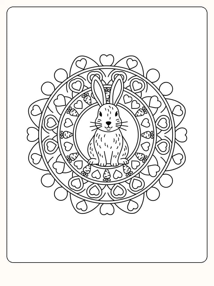 Fargelegg Kanin med fine mandalamønster - TegnOgFarge.no